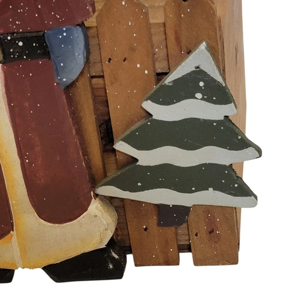 Rustic Santa Claus Wooden‎ Box Christmas Decor Holiday Country Primitive 90s